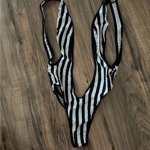 Striped One Piece Swimsuit